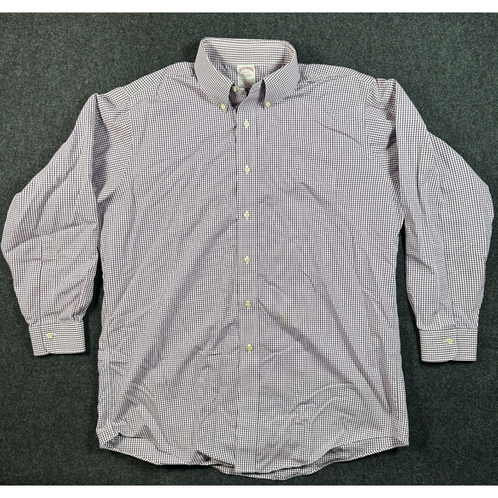 Brooks Brothers Mens 16-32 Traditional Fit Non-Iron Gingham Button Down Shirt